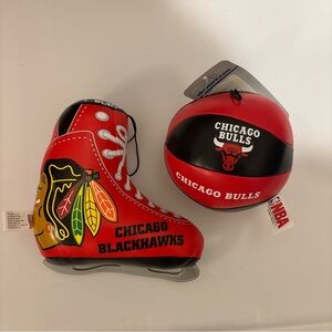 Chicago Blackhawks and Bulls Plush Ornament Set